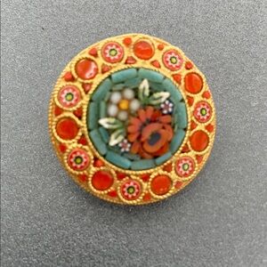 VTG Micro Mosaic Floral Brooch. Italian.
